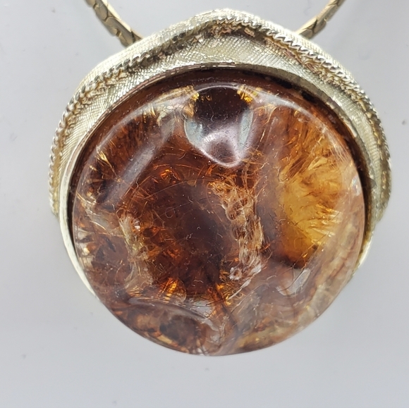 Vintage‎ coro Amber volcanic repurposed earring pendant necklace N2506 - Picture 2 of 5